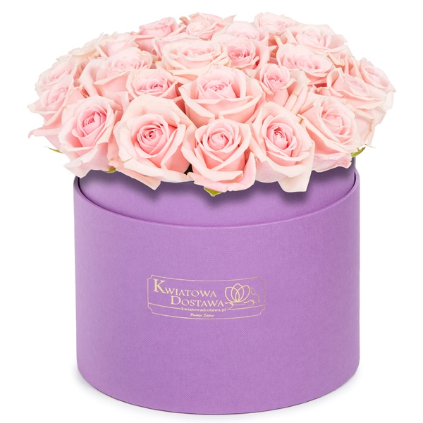 Różowe Róże w fiołkowym pudełku 