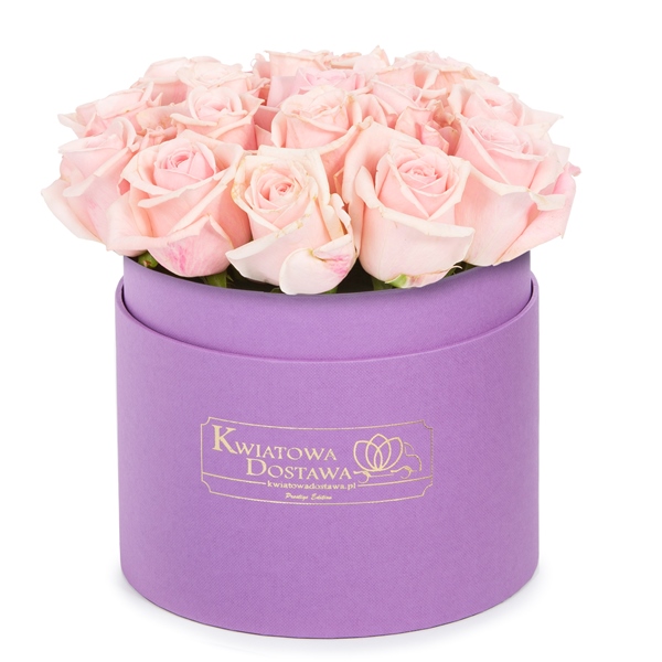 Różowe Róże w fiołkowym pudełku