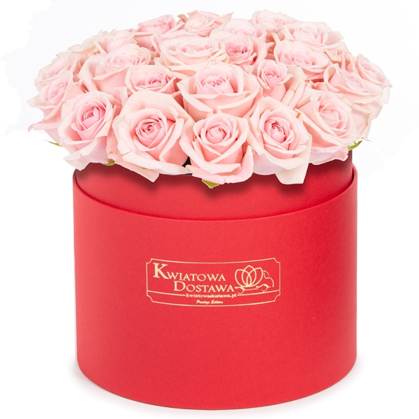 Różowe Róże w czerwonym pudełku