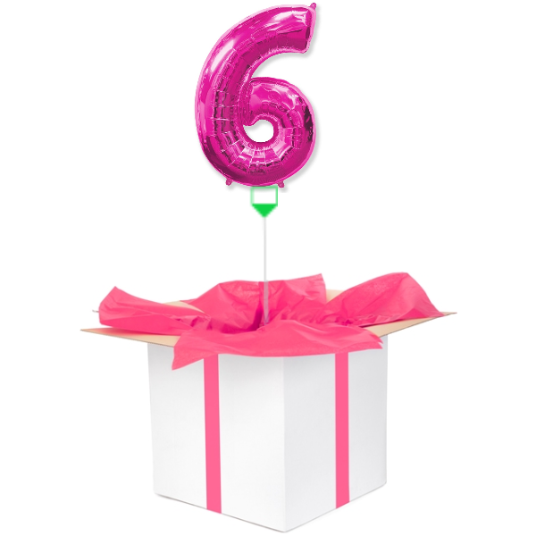 Balon z helem różowa "6"