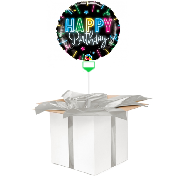 Balon z helem "Happy Birthday neon"
