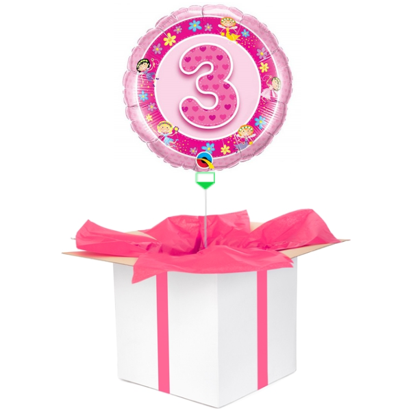 Balon z helem różowa "3"