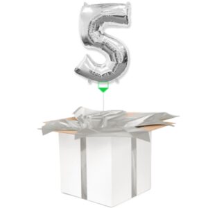 Balon z helem Srebrna "5"