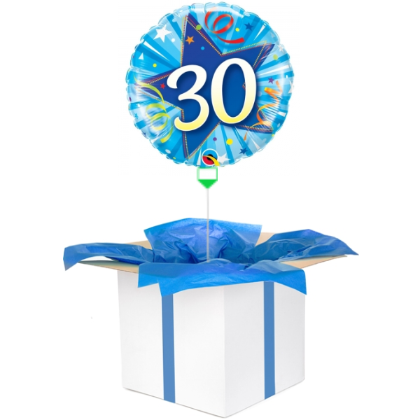 Balon z helem niebieska "30"