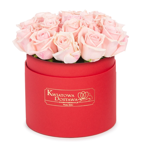 Różowe Róże w czerwonym pudełku
