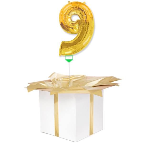Balon z helem złota "9" 