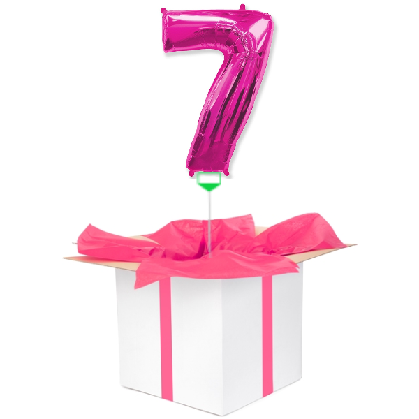 Balon z helem różowa "7"