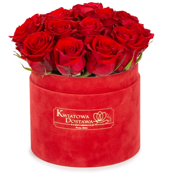 Czerwone Róże w czerwonym, welurowym pudełku 