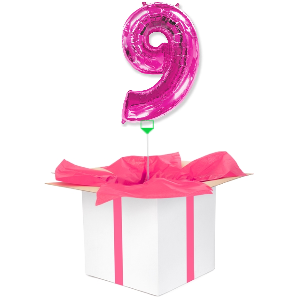 Balon z helem różowa "9"