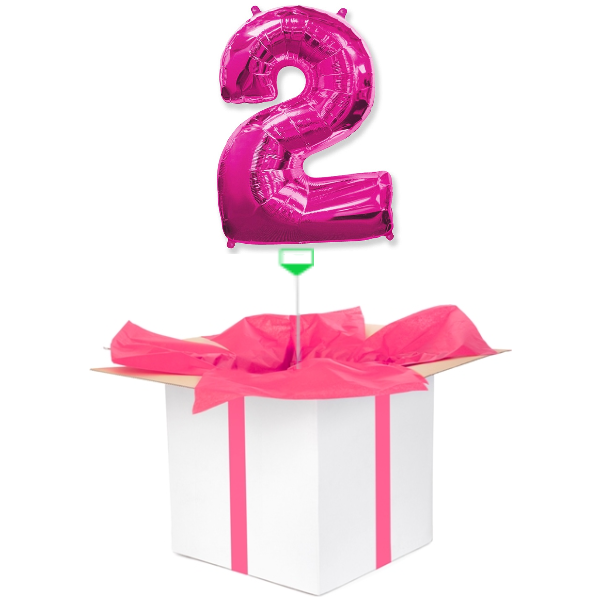 Balon z helem różowa "2"
