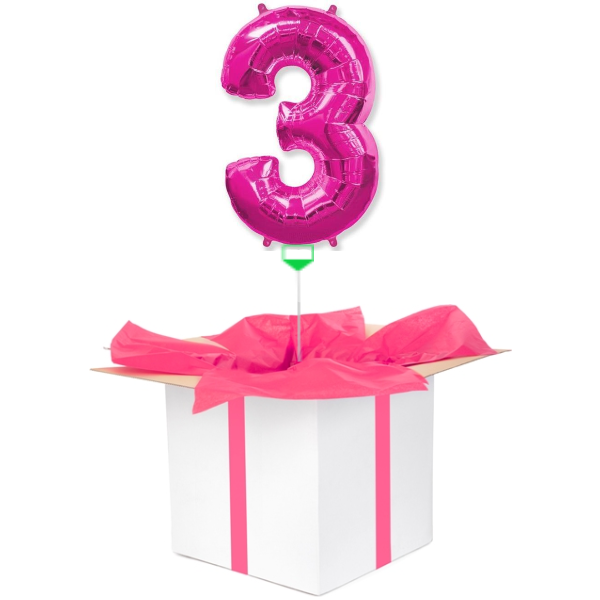 Balon z helem różowa "3"