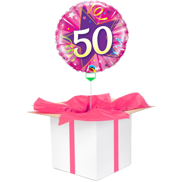 Balon z helem różowa "50"
