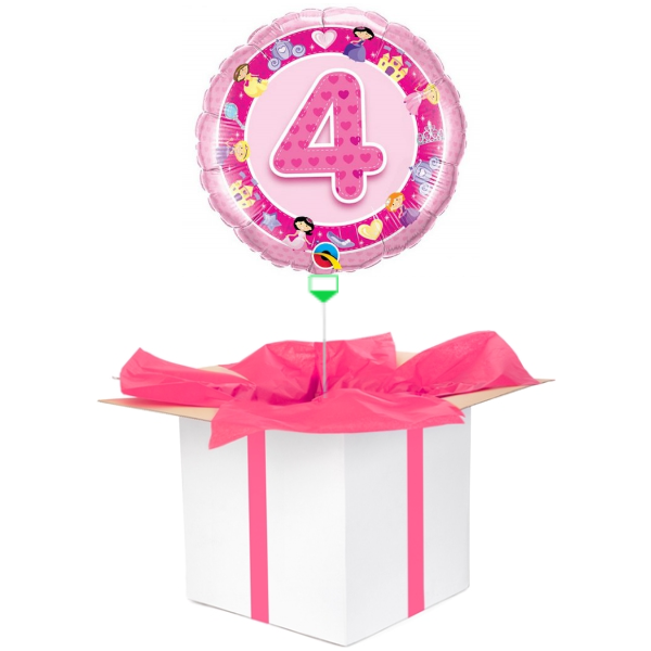 Balon z helem różowa "4"