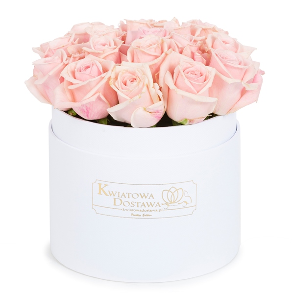 Różowe Róże w białym pudełku