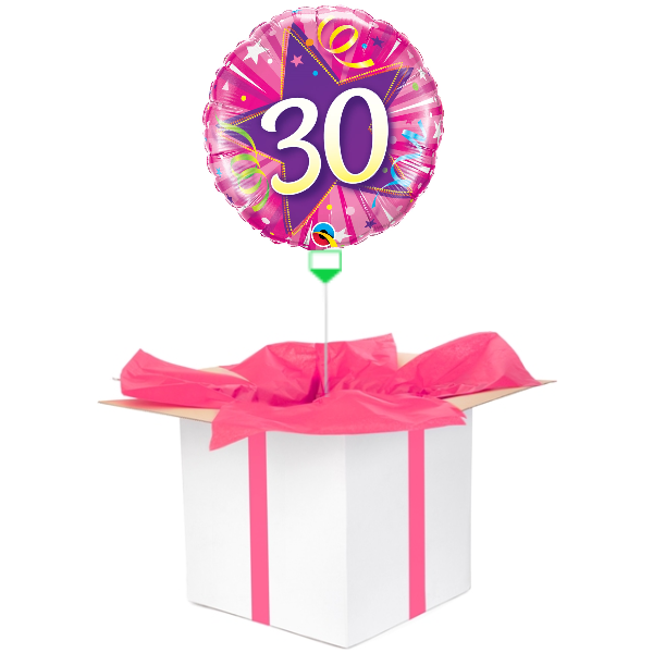 Balon z helem różowa "30"