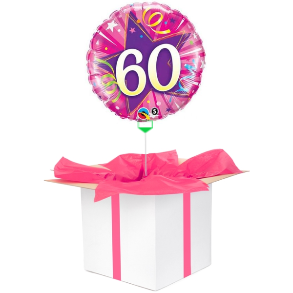 Balon z helem różowa "60"