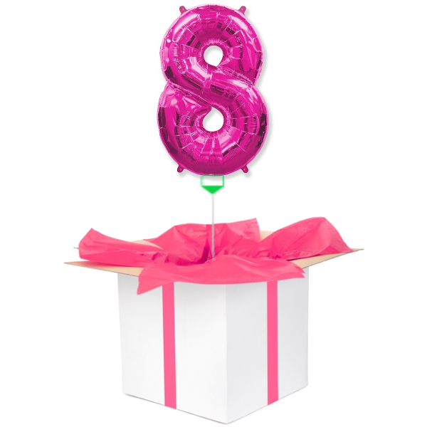 Balon z helem różowa "8"