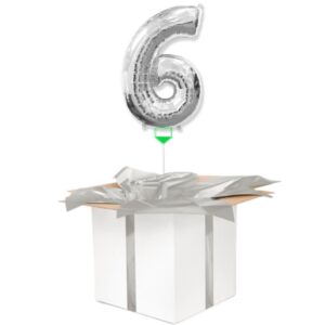 Balon z helem Srebrna "6"