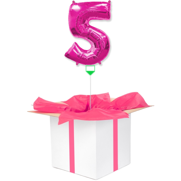 Balon z helem różowa "5"