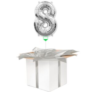 Balon z helem Srebrna "8" 