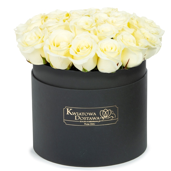 Białe Róże w czarnym pudełku 