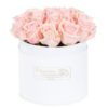 Różowe Róże w białym, welurowym pudełku 