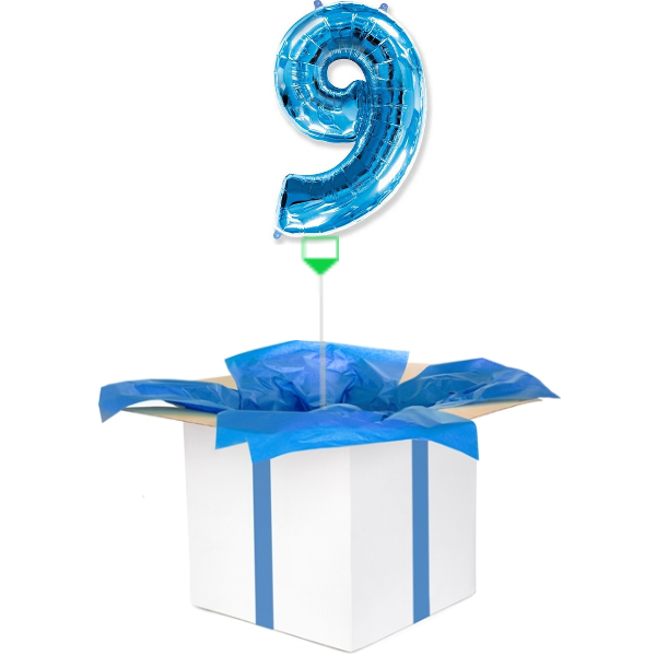 Balon z helem niebieska "9"