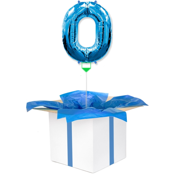 Balon z helem niebieskie "0"